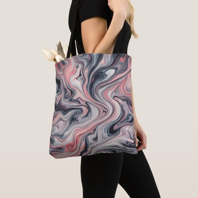 Bolso De Tela Swirling Shades of Pink, Grey, and White (Detalle)