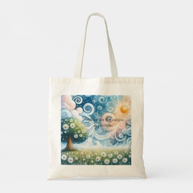 Bolso De Tela Swirling Skies / Daisies y Cita (Reverso)