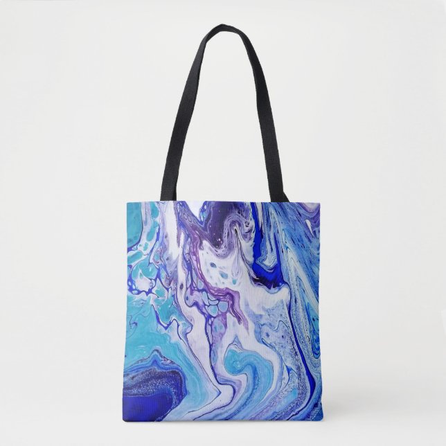 Bolso De Tela Swirls of Dynamic Blues on Tote (Anverso)