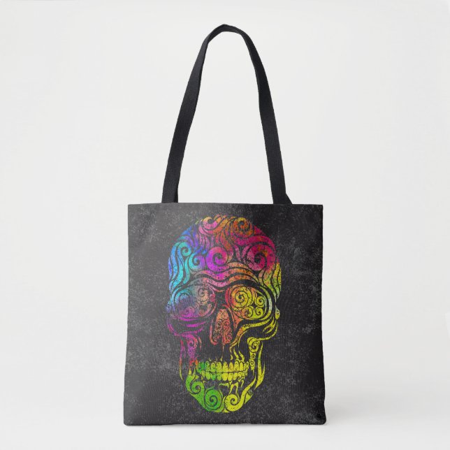 Bolso De Tela Swirly Skull (Anverso)