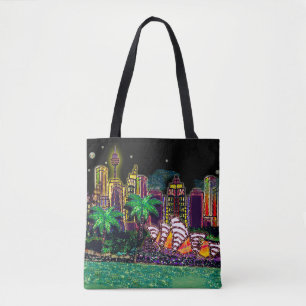 Bolso De Tela Sydney Harbour Black Sky por Sequin Dreams Studio