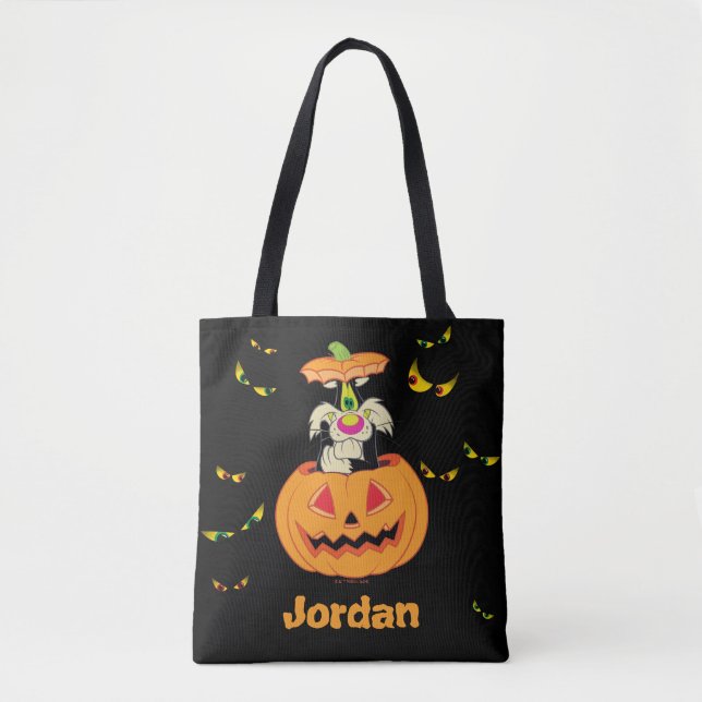 Bolso De Tela SYLVESTER™ Escondiéndose en un Jack-o-Lantern (Anverso)