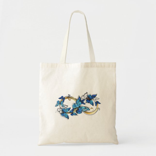 Bolso De Tela Symbol Infinity of Blue Morpho Butterflies (Frente)