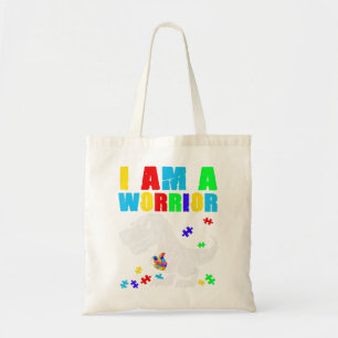 Bolso De Tela T Rex Dino Soy Un Guerrero Autismo Conciencia