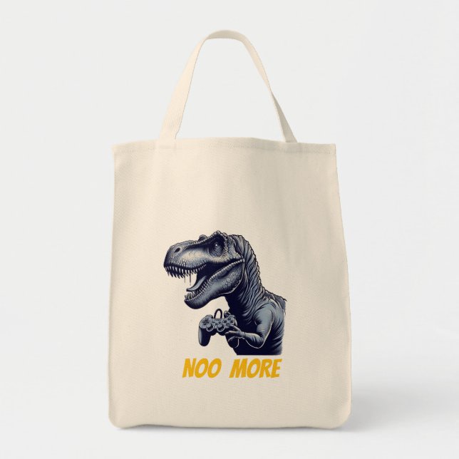 Bolso De Tela T-Rex Gamer "No More" Art Design (Frente)