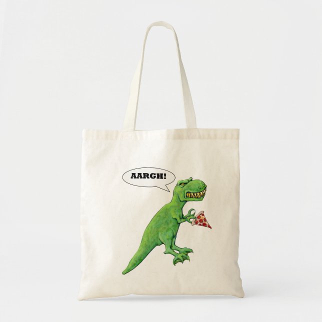 Bolso De Tela T-Rex y pizza (Frente)