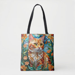 Bolso De Tela Tabby art stained glass cat colorful modern style