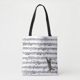 Bolso De Tela Tabby Cat On Sheet Music