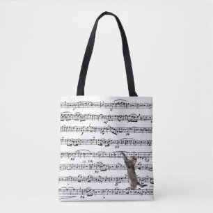 Bolso De Tela Tabby Cat On Sheet Music
