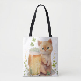 BOLSO DE TELA TABBY KITTEN CON CERVEZA NARANJA DE COLOR AGUA CUI