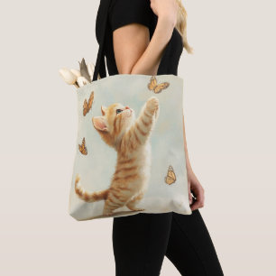 Bolso De Tela TABBY KITTEN, NARANJA DE PASTEL DE bonito CON MARI