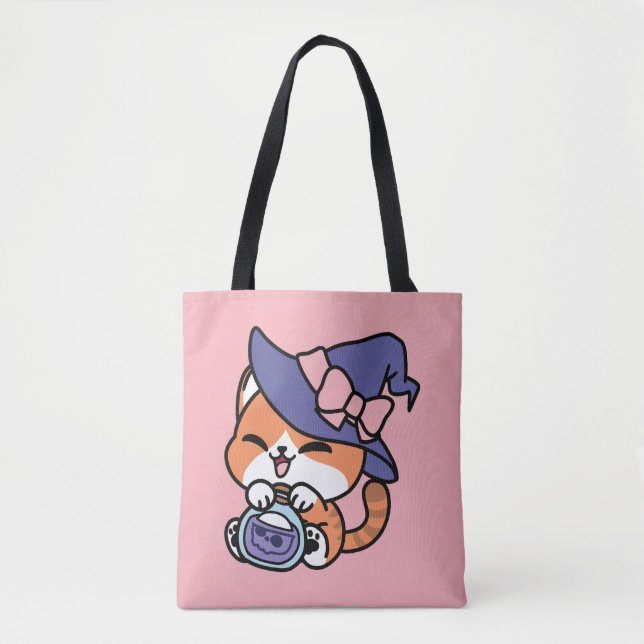 Bolso De Tela Tabby Witch Brew – Cute Halloween Cat Design (Anverso)