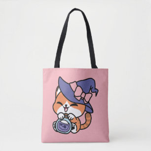 Bolso De Tela Tabby Witch Brew – Diseño de gato lindo de Hallowe