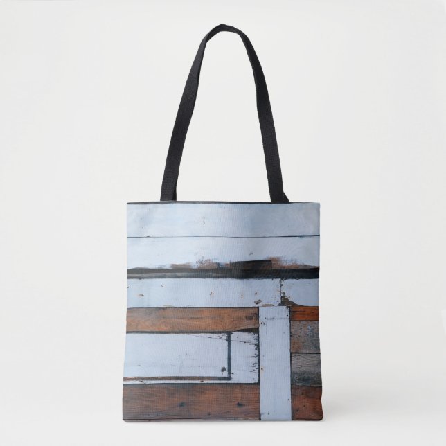 Bolso De Tela Tabla de madera blanca y marrón (Anverso)