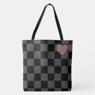 Bolso De Tela Tablero de ajedrez - Gris negro - Emo - Tote