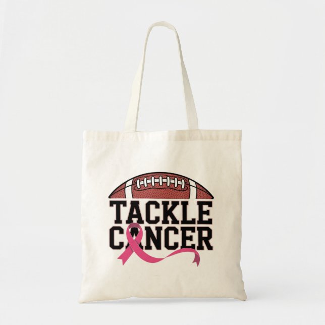 Bolso De Tela Tackle Cancer Pink Ribbon Design (Frente)