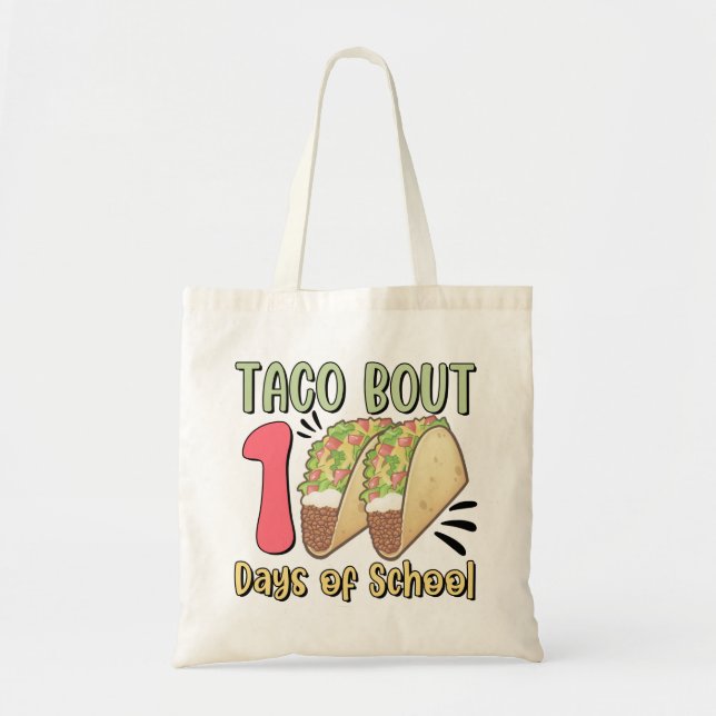 Bolso De Tela Taco acerca de 100 días de clases (Frente)