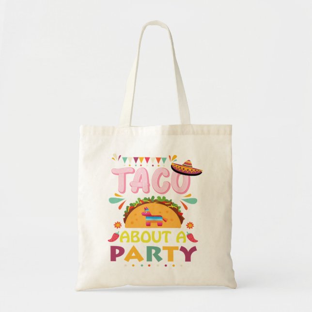 Bolso De Tela Taco sobre un cumpleaños Fiesta Fiesta Cinco De Ma (Frente)
