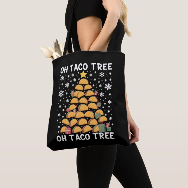 Bolso De Tela Tacos Árbol de Navidad Gracioso Navidad Foodie Mex (Detalle)