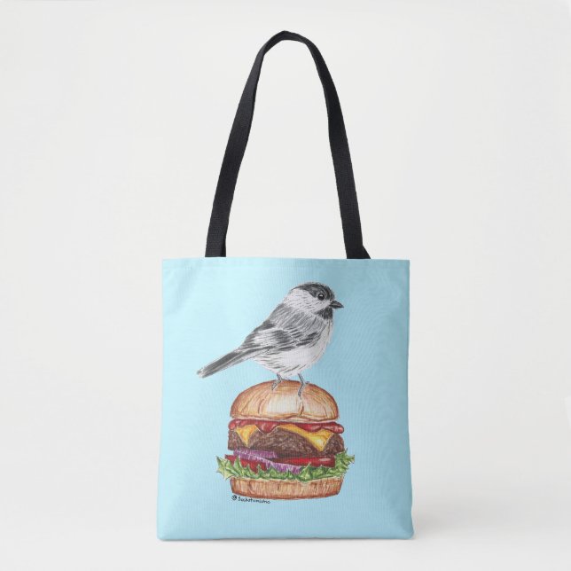 Bolso De Tela Tahoe Black Capl Chickadee Cheeseburger Bird Dk (Anverso)