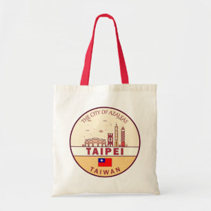 Bolso De Tela Taipei Taiwan City Skyline Emblem
