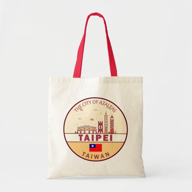 Bolso De Tela Taipei Taiwan City Skyline Emblem (Frente)