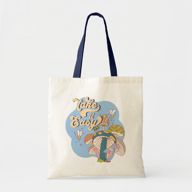 Bolso De Tela Take It Easy – Retro Psychedelic Mushroom (Frente)