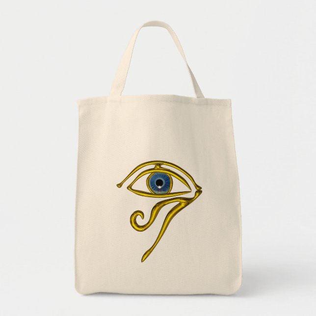 BOLSO DE TELA TALISMAN AZUL / ORO HORUS OJO (Frente)