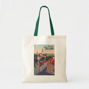 Bolso De Tela Tallín Estonia Ilustracion Viaje Arte Vintage