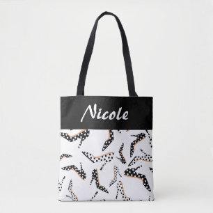 Bolso De Tela Talones altos en blanco y negro