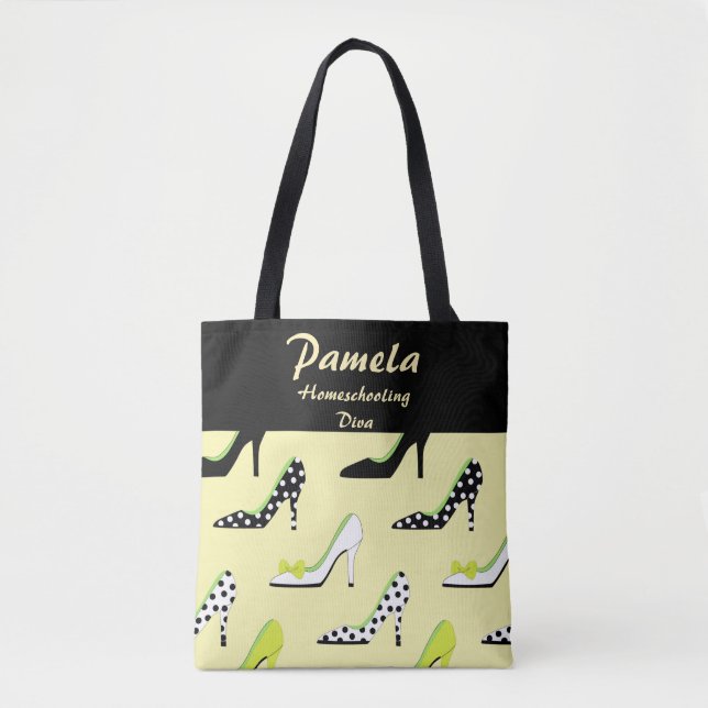 Bolso De Tela Talones amarillos bonito Homeschooling Diva (Anverso)