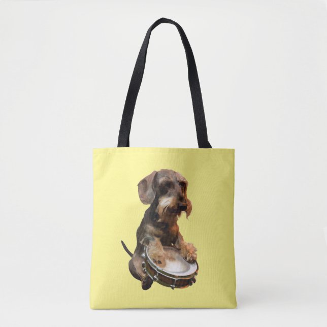 Bolso De Tela Tambores de juego de Wirehair Dachshund (Anverso)
