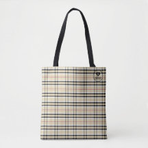 Tan Black Plaid - Tote
