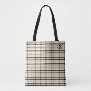 Bolso De Tela Tan Black Plaid - Tote