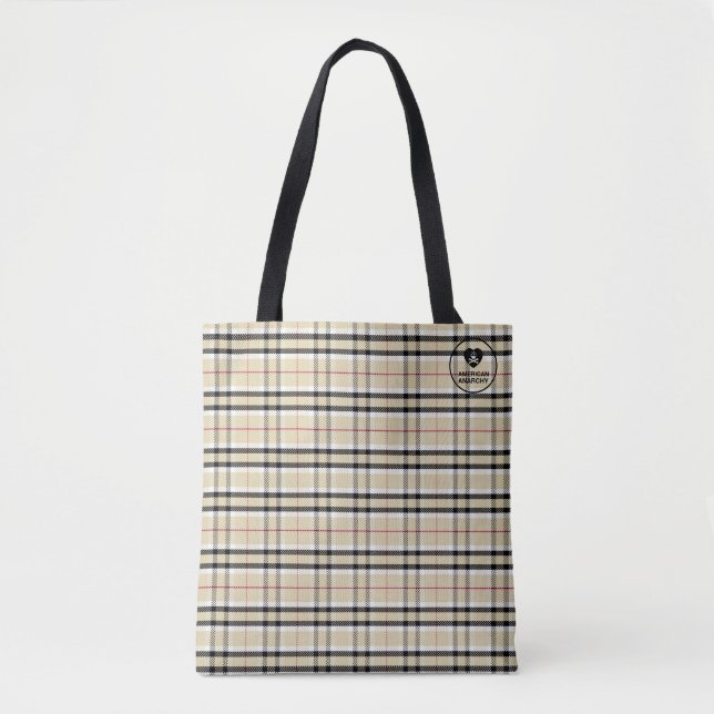 Bolso De Tela Tan Black Plaid - Tote (Anverso)