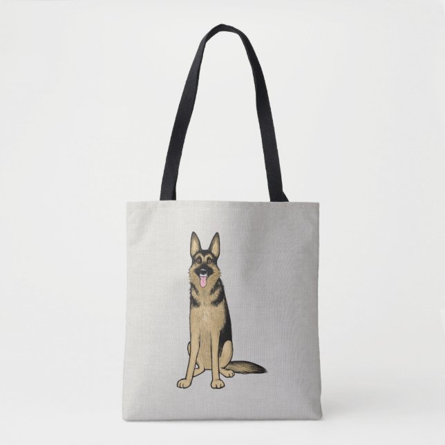 Bolso De Tela Tan y negro lindo perro pastor alemán GSD (Anverso)
