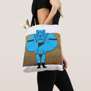 Bolso De Tela Tanga de cuero de dibujos animados de oso musculos