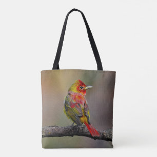 Bolso De Tela Tángara escarlata mudando - Fotografía original