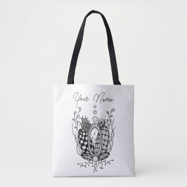 Bolso De Tela Tangle Art: Florales Design, Ovale -  (Anverso)