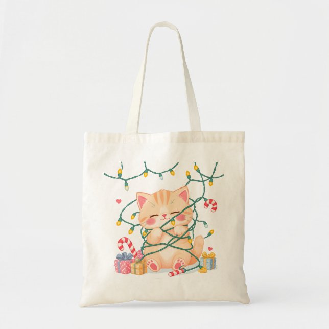 Bolso De Tela Tangled Kitten Christmas Tote Bag (Frente)