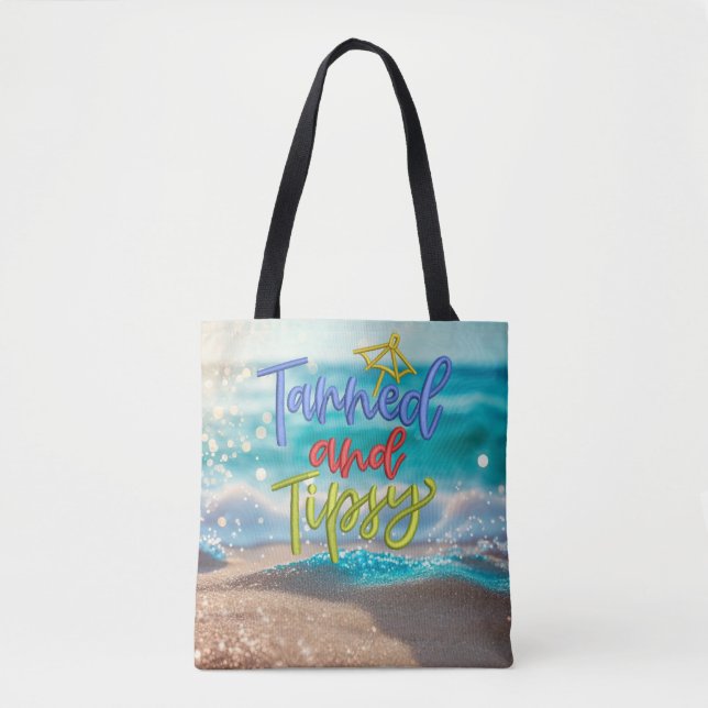 Bolso De Tela Tanned Tipsy Quote Ocean Beach (Anverso)