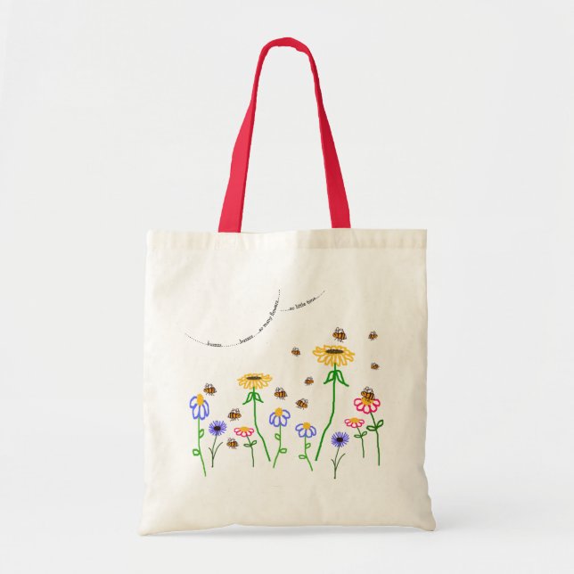Bolso De Tela 'Tantas Flores', abejas y flores Tote Bag. (Frente)