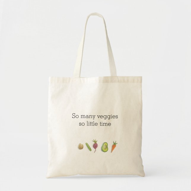 Bolso De Tela Tantas Vegetales Tan Poco Tote De Tiempo (Frente)