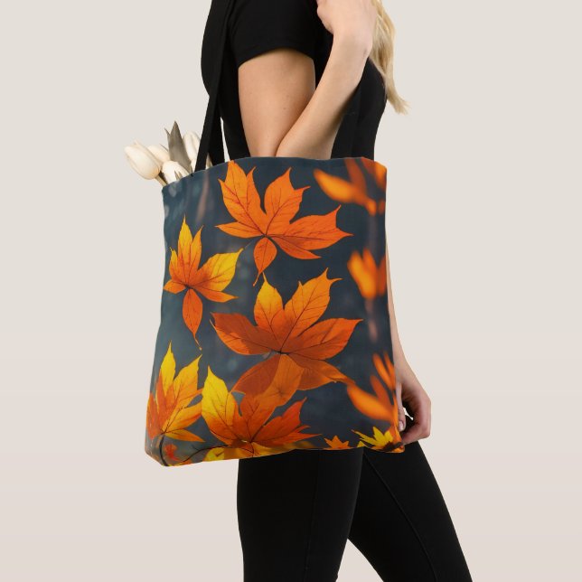Bolso De Tela Tapa dorada: hojas de otoño Naranjas (Detalle)