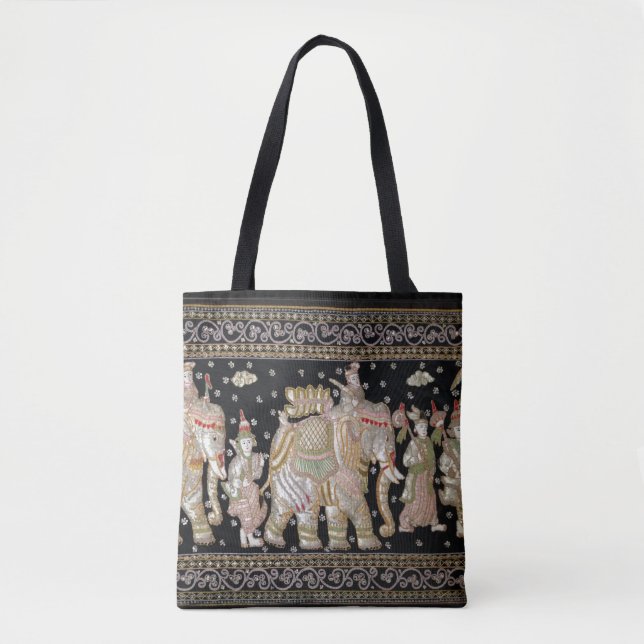 Bolso De Tela Tapicería antigua del elefante (Anverso)