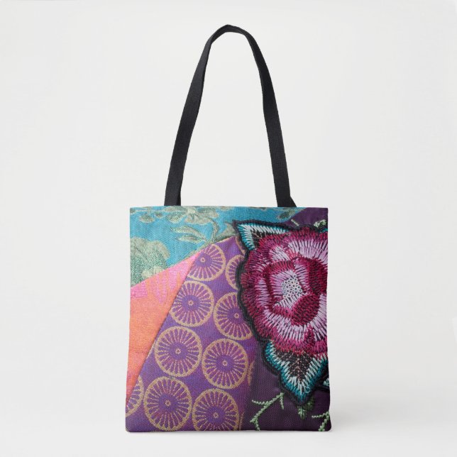 Bolso De Tela tapiz de flores Rosa (Anverso)
