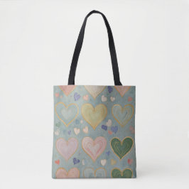Bolso De Tela Tapiz del corazón Pastel