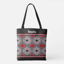 Bolso De Tela Tapiz Tribal Rojo, Blanco y Negro
