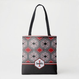 Bolso De Tela Tapiz Tribal Rojo, Blanco y Negro