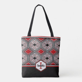 Bolso De Tela Tapiz Tribal Rojo, Blanco y Negro